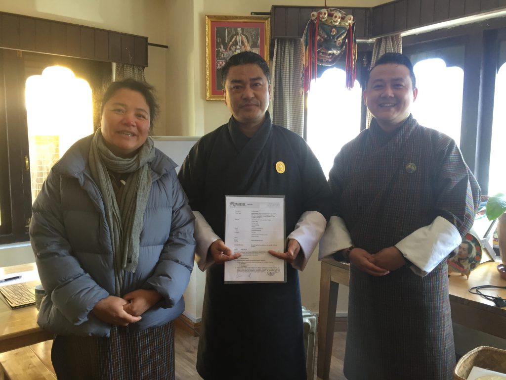 ED, CLG with representative from the Department of Local Governance and the Country Director of Helvetas Bhutan at the inception meeting earlier today.